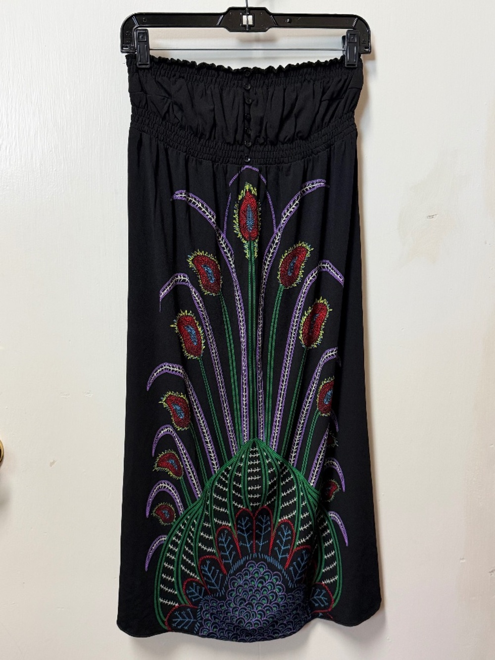 Y2K peacock strapless dress